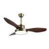 HAYATE, Ventilador de techo color cuero, aspas color roble
