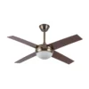 CIRO, Ventilador cuero, con aspas color nogal