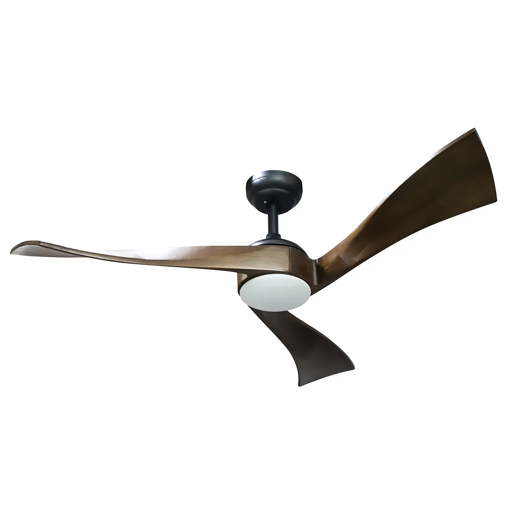 JANUBI, Ventilador de techo negro, aspas color roble