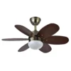 ALVES, Ventilador de techo color cuero, aspas reversibles cerezo/nogal