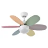 ALVES, Ventilador de techo color blanco, aspas reversibles colores/colores pastel