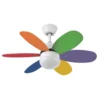 ALVES, Ventilador de techo color blanco, aspas reversibles colores/colores pastel