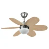 ALVES, Ventilador de techo color níquel, aspas reversibles haya/plata