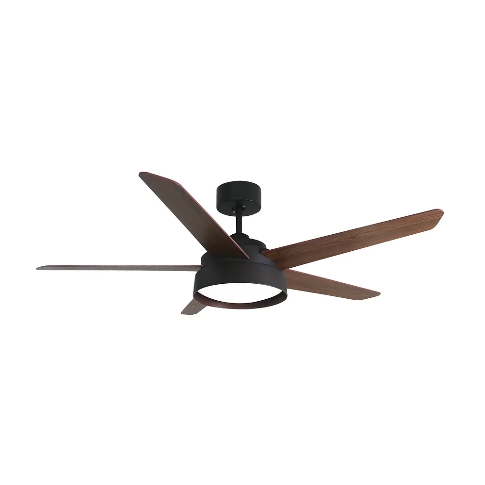 LEBECHE, Ventilador de techo marrón, aspas reversibles nogal/roble