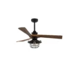 VULTURNO, Ventilador de techo negro, aspas color roble
