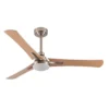CORO, Ventilador de techo color níquel, aspas reversibles blanco/haya