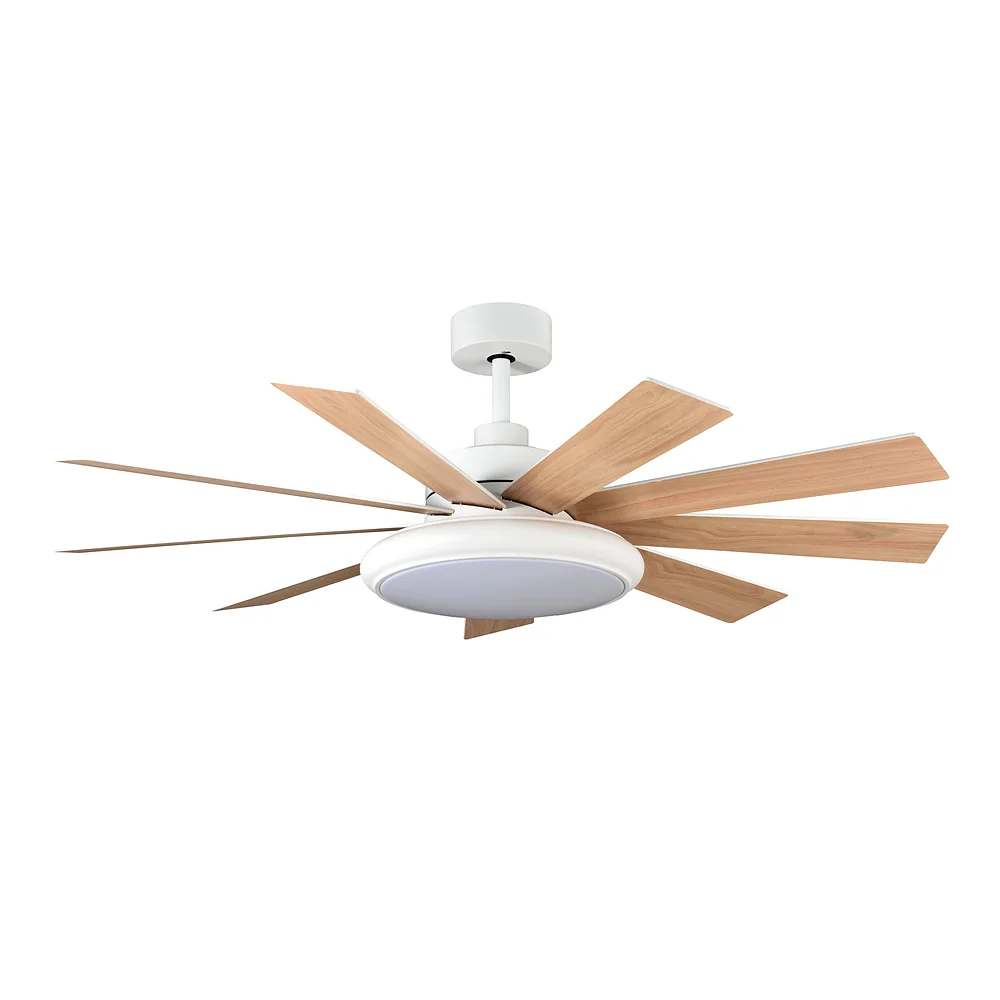 PIREO, Ventilador de techo blanco, aspas reversibles blanco/haya