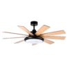 PIREO, Ventilador de techo negro, aspas reversibles roble/haya