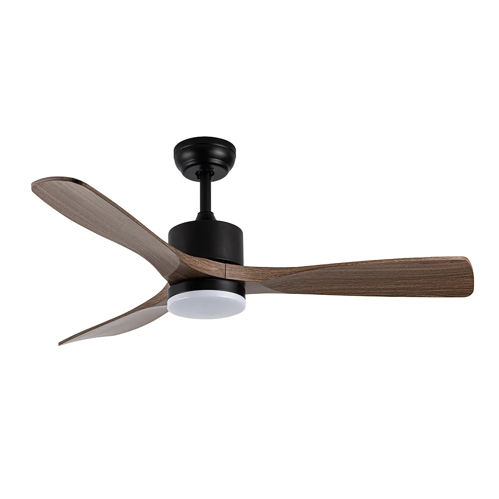 AZABACHE, Ventilador de techo negro, aspas color roble