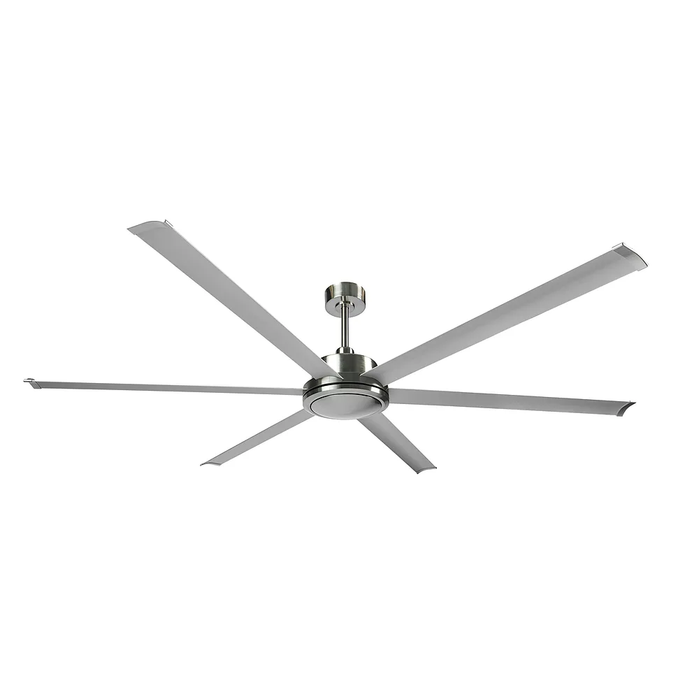 SANSON, Ventilador de techo gran tamaño, sin luz. Color níquel, aspas color plata