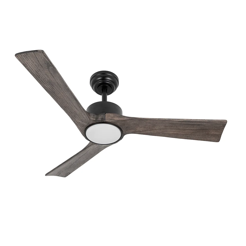 ORINOCO, Ventilador de techo negro, aspas color roble