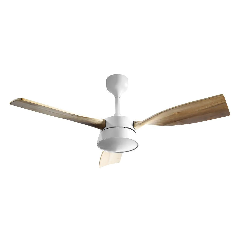 ESTIO, Ventilador de techo blanco, aspas de color haya