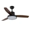 KAVALA, Ventilador de techo negro, aspas color roble