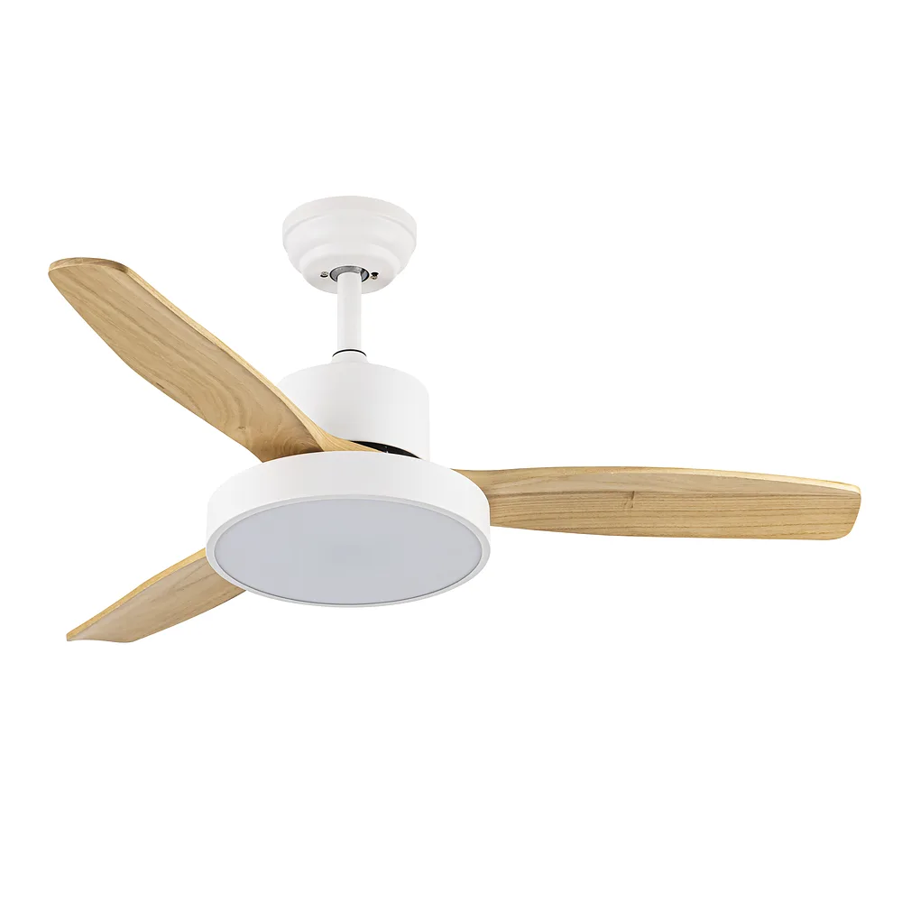 KAVALA, Ventilador de techo blanco, aspas color haya