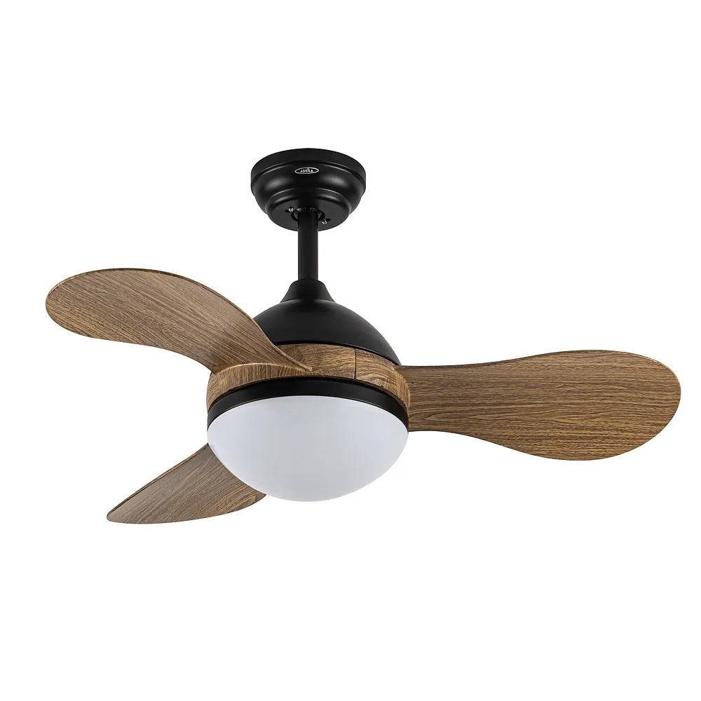 SOLIDO, Ventilador de techo color negro, aspas color madera
