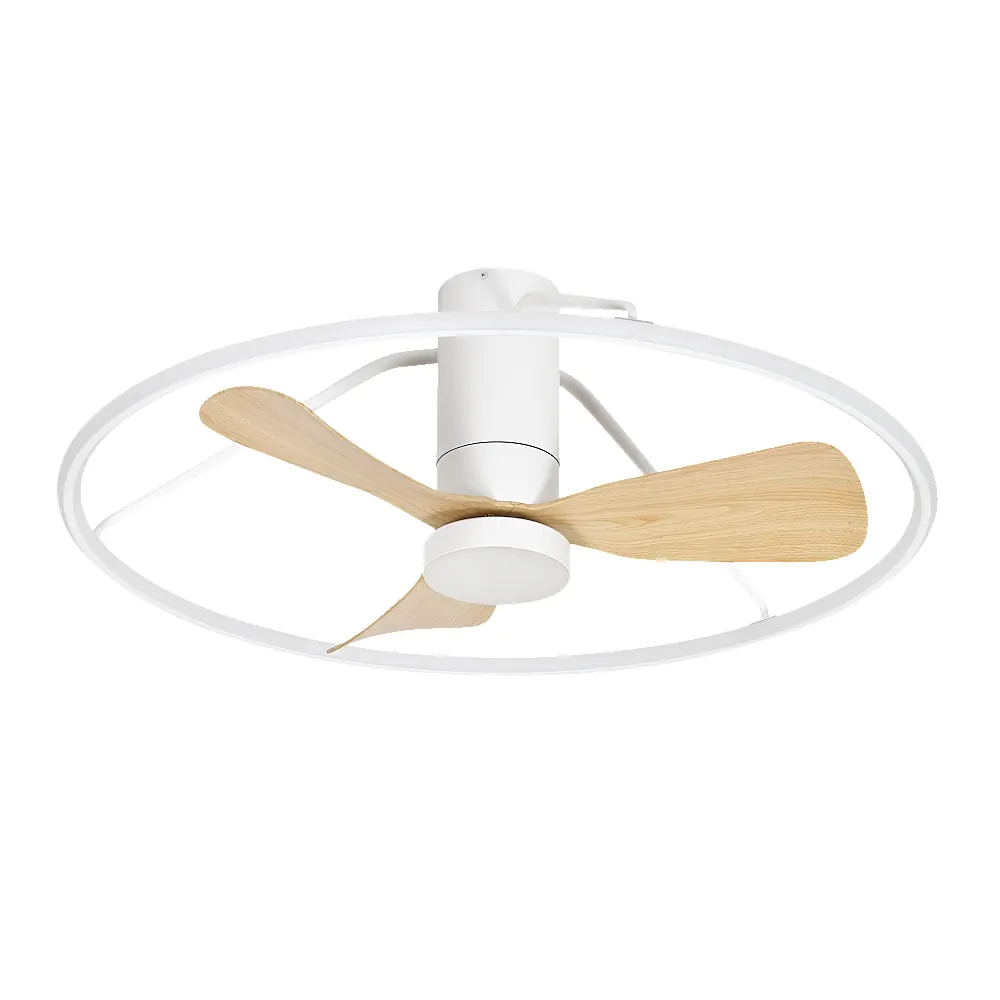 OPORTO, Ventilador de techo color blanco, aspas color haya