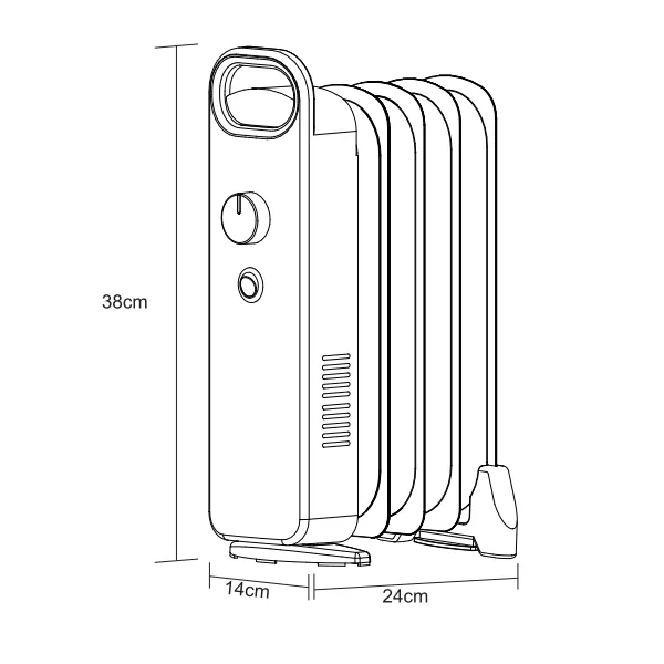 LAPACHO, Radiador de aceite mini, potencia 500w, dimensiones