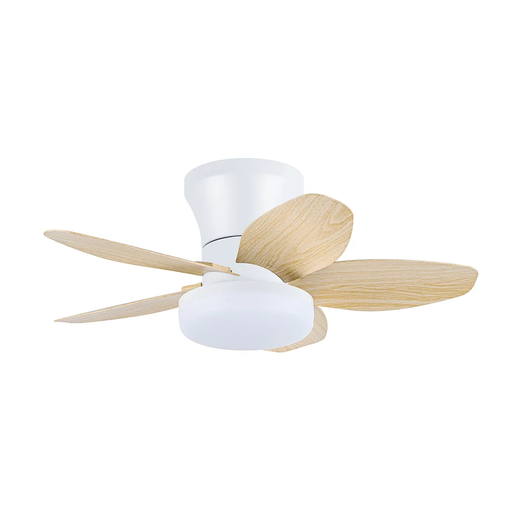 HARAN, Ventilador de techo color blanco, aspas color haya