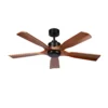 LETUR, Ventilador de techo negro, aspas color roble