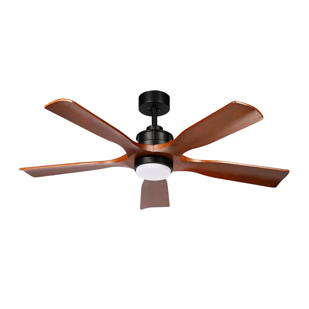 LETUR, Ventilador de techo negro, aspas color roble
