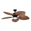 TORCAL, Ventilador de techo estilo tropical, color negro y aspas color roble