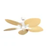 TORCAL, Ventilador de techo estilo tropical, color blanco y aspas color haya, opción sin luz