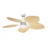 TORCAL, Ventilador de techo estilo tropical, color blanco y aspas color haya