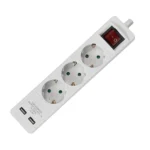 36.200/USB, Base múltiple 3 enchufes con interruptor Y 2 puertos USB