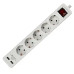 36.226/USB, Base múltiple 5 enchufes con interruptor Y 2 puertos USB