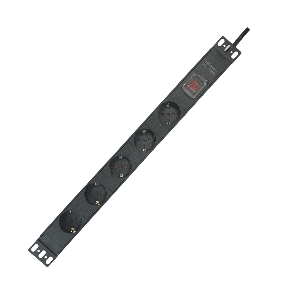 36.240, Regleta PDU aluminio 5 enchufes con separador para montaje en rack 19"