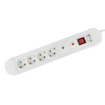 36.255, Base multiple 4 tomas con interruptor y protección sobretensiones y carga, color blanco