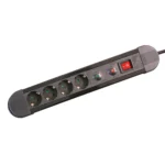 36.255, Base múltiple 4 tomas con interruptor y protección sobretensiones y carga, color negro