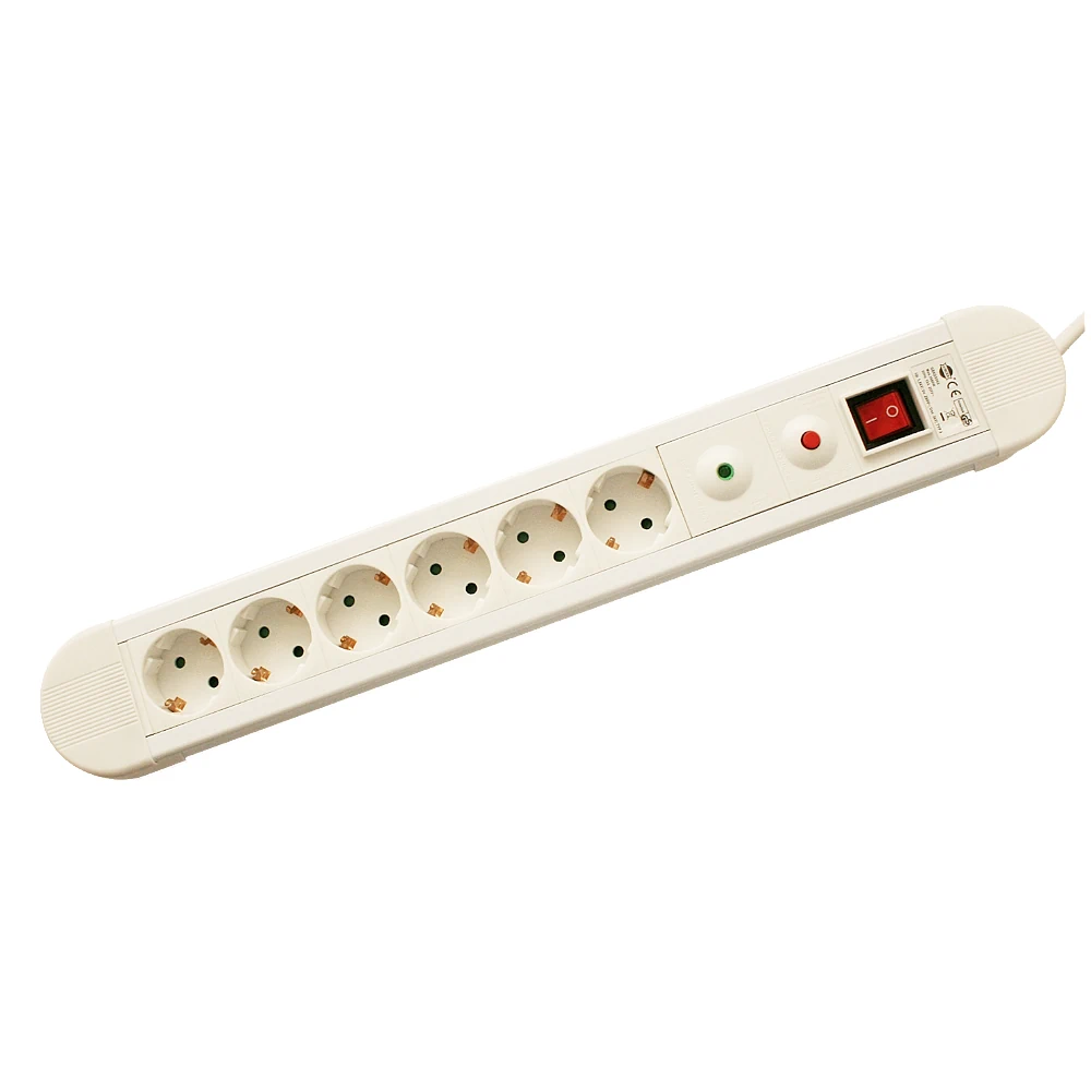 36.256, Base múltiple 6 tomas con interruptor y protección sobretensiones y carga, color blanco
