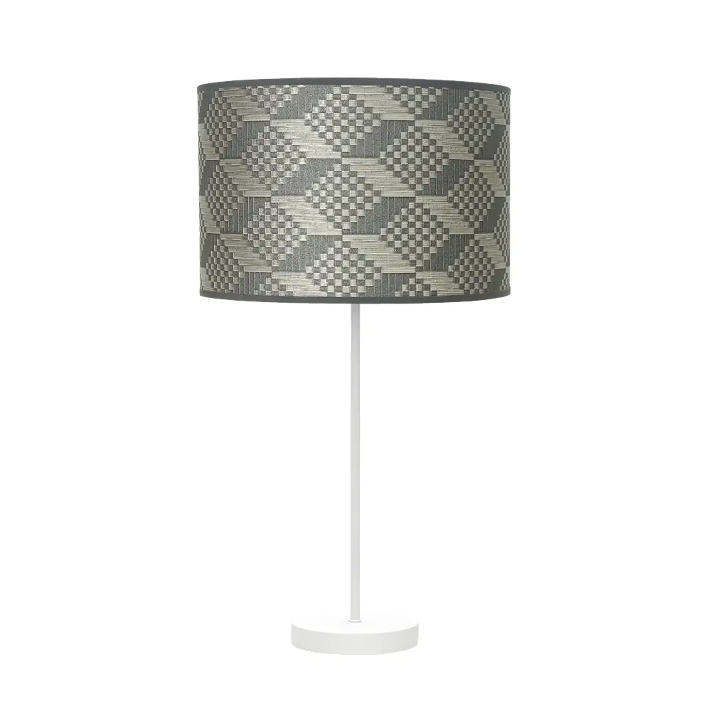 MODA 11, Lámpara sobremesa grande, blanco, tetris gris
