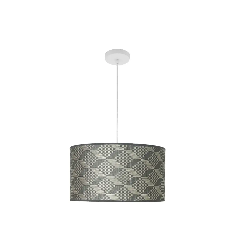 MODA 11, Lámpara techo, colgante blanco, tetris gris, 40 cm