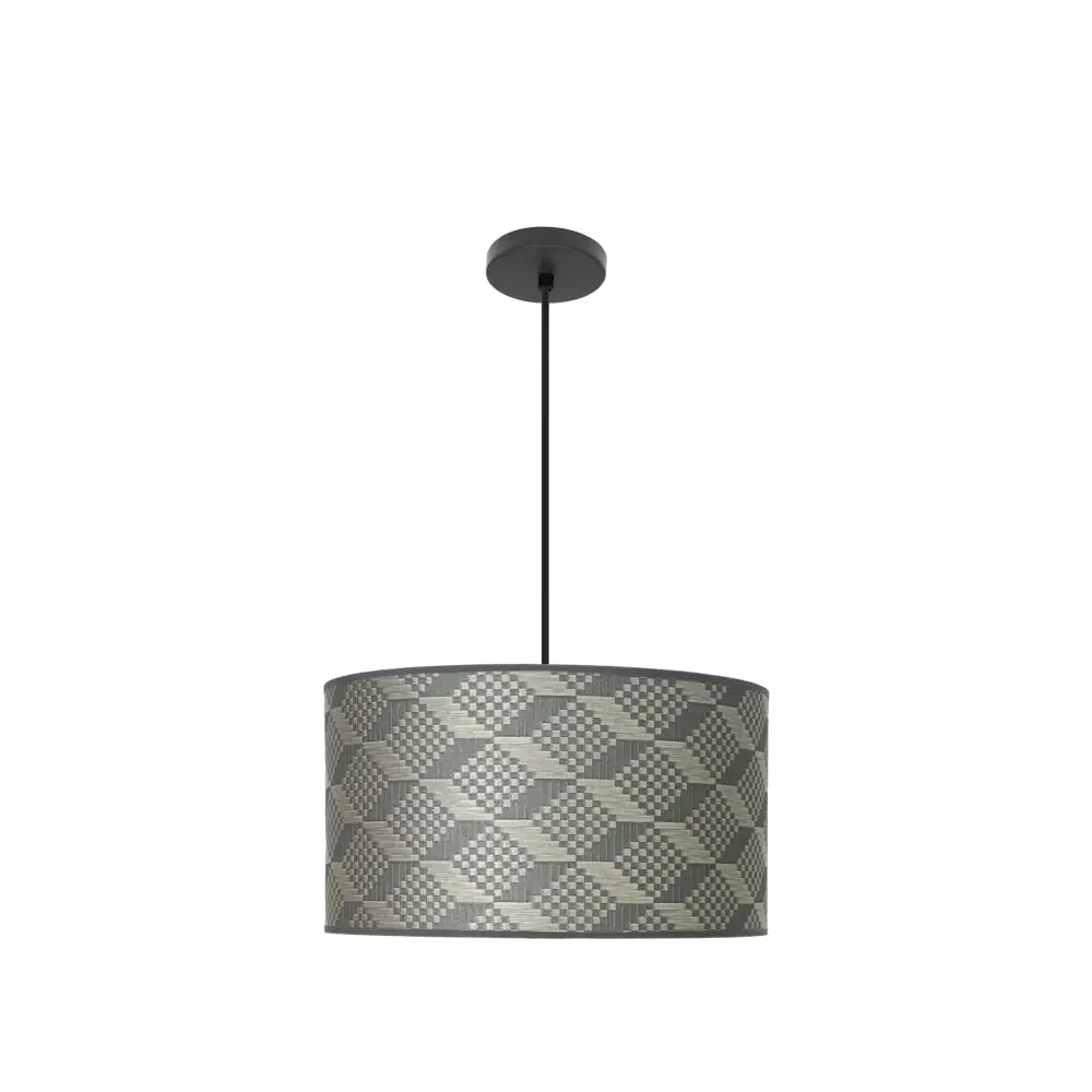 MODA 11, Lámpara techo, colgante negro, tetris gris, 40 cm