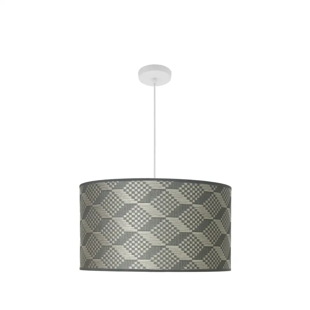MODA 11, Lámpara techo, colgante blanco, tetris gris, 50 cm