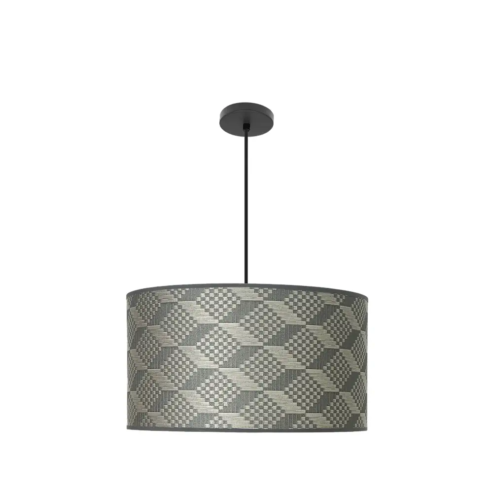 MODA 11, Lámpara techo, colgante negro, tetris gris, 50 cm