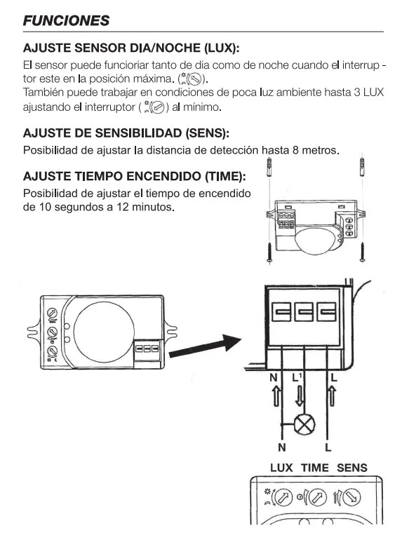 60.252/RF, Detector de movimientos por microondas, conexión