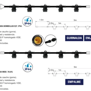 79.615 - 79.616, guirnaldas enlazables para bombillas e27, catalogo