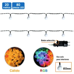 79.716/20, Guirnalda led miniball, 20 metros, 220V, uso en interiores