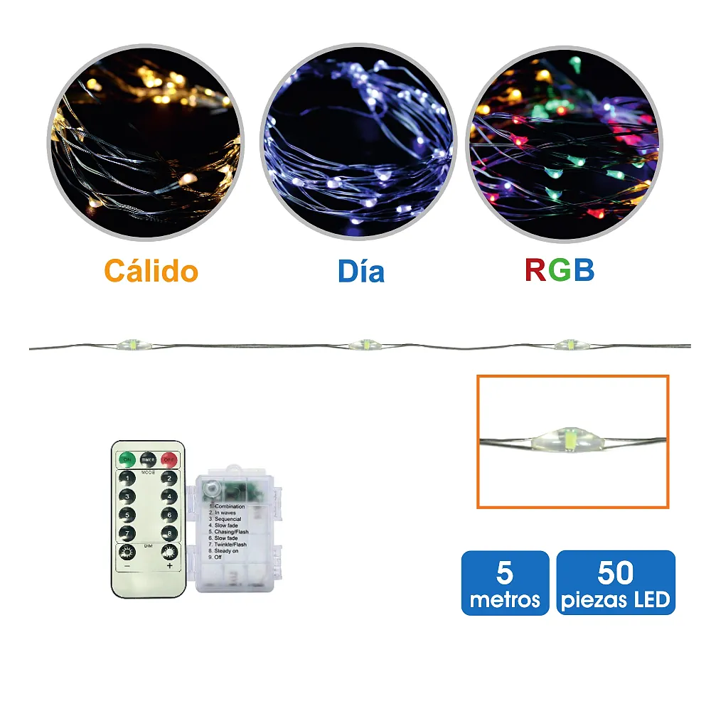 79.719, Guirnalda led a pilas de 5 metros, IP65