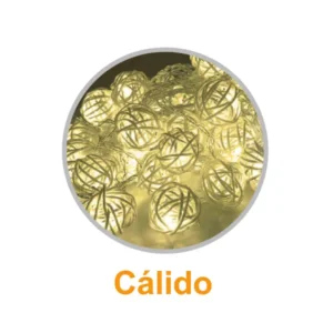 79.725/6/CAL, guirnalda led bolas de rafia, a pilas, luz cálida
