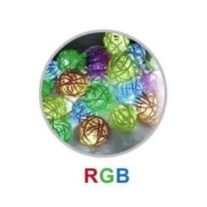 79.725/6/RGB, guirnalda led bolas de rafia, a pilas, multicolor RGB
