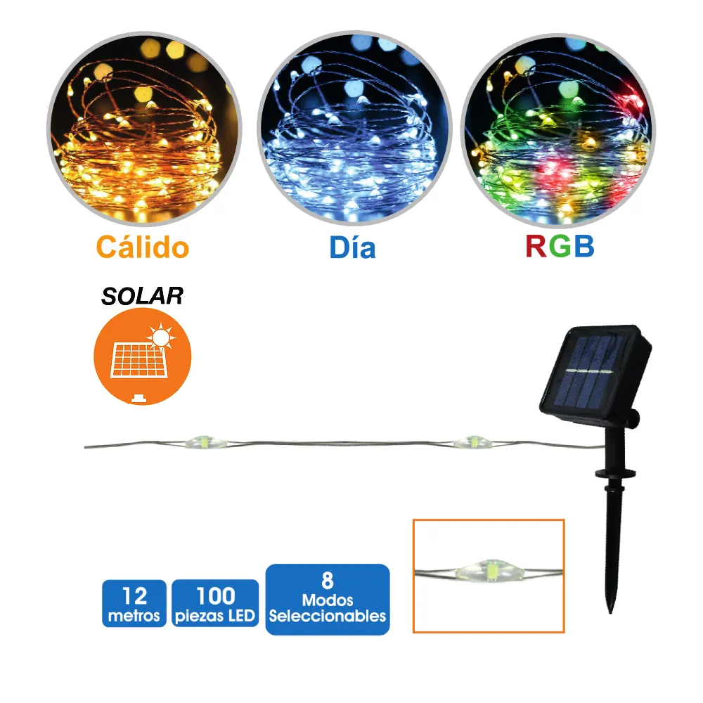 79.750/12, Mini guirnalda led solar, 12 metros
