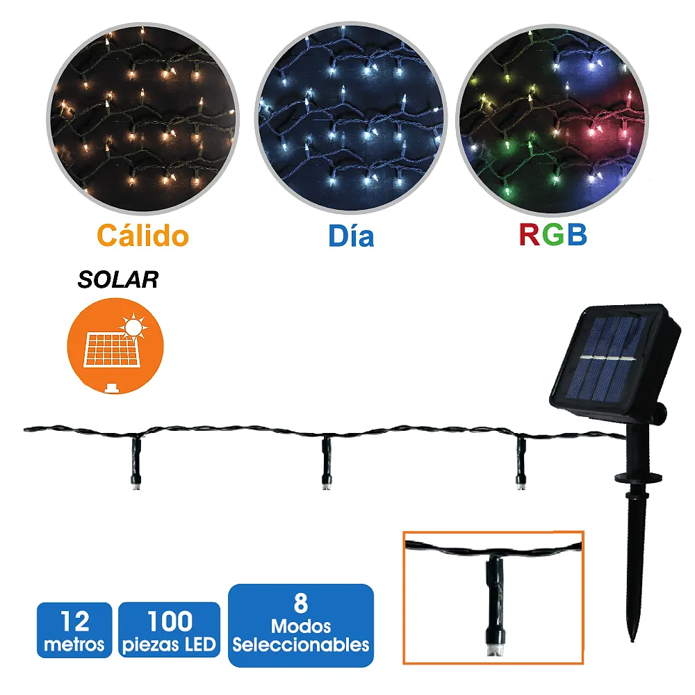 79.755/12, Guirnalda led solar, 12 metros