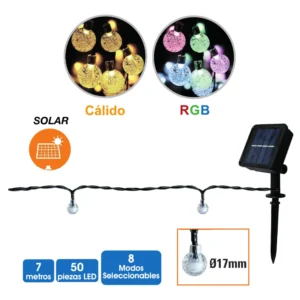 79.758/7, Guirnalda solar bolas efecto cristal, 7 metros