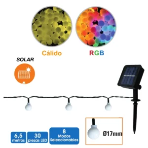 79.760/6´5, Guirnalda led solar minibolas, 6,5 metros