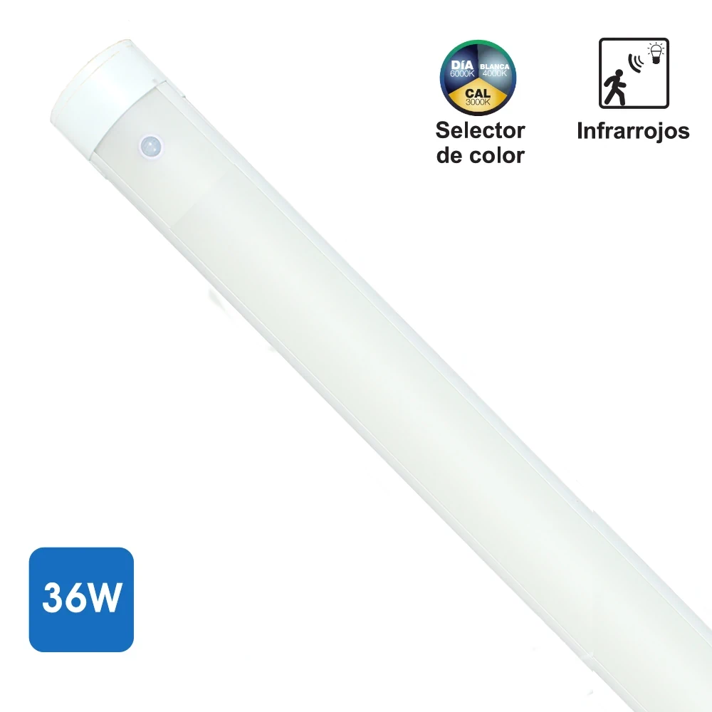 81.000/36/S/CCT, Regleta led 36W, con sensor de movimiento y selector de color de luz