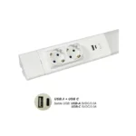 81.006/USB, Regleta led, puesto de trabajo, con luz, enchufes y tomas USB, detalles